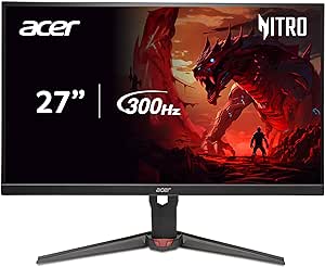 Acer Nitro 27" WQHD 2560x1440 IPS PC Gaming Monitor | AMD FreeSync Premium | 300Hz | Up to 0.5ms | 99% sRGB | DisplayHDR 400 | ErgoStand | VESA Mounting | 1 x DP 1.4 & 2 x HDMI 2.1 | XV272U F3bmiiprx