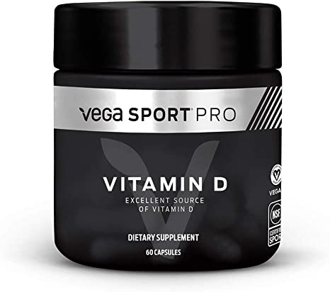 Vega Sport Pro Supplements, Vitamin D (60 Capsules) - NSF Certified, Certified Vegan, Gluten Free Pills