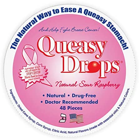 Three Lollies Assorted Queasy Drops for Nausea Supporting Breast Cancer Awareness, 48 Count