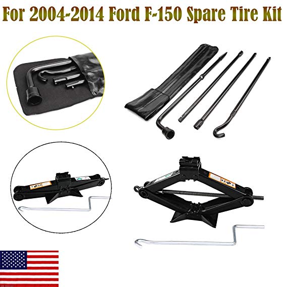 Autobaba for 2004-2014 Ford F150 F-150 Spare Tire Tool Kit and 2 Ton Scissor Jack, 2 Year Warranty