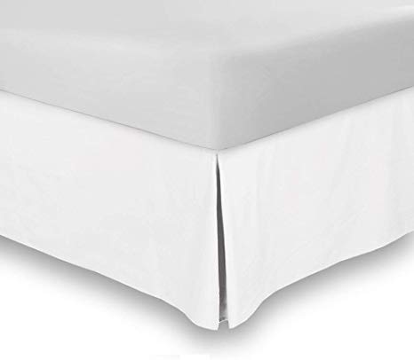 CC&DD HOME FASHION Hotel Quality-Pleating Bed Skirt,Velvety Brushed Microfiber(White,King)
