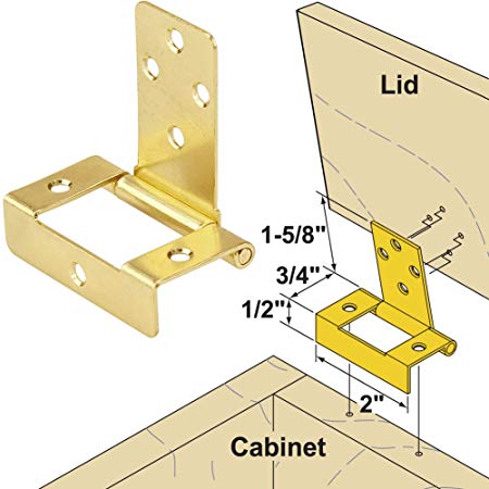 Platte River 139175, Hardware, Hinges, Surface Mounted, Non-Mortise Lid Hinge Brass Plated