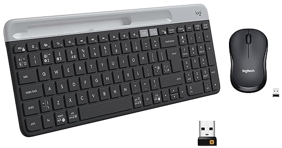 Logitech K580 Slim Multi-Device Wireless Keyboard&M221 Wireless Mouse,Silent Buttons,2.4 GHz with USB Mini Receiver,1000 DPI Optical Tracking,Ambidextrous PC/Mac/Laptop - Charcoal Grey