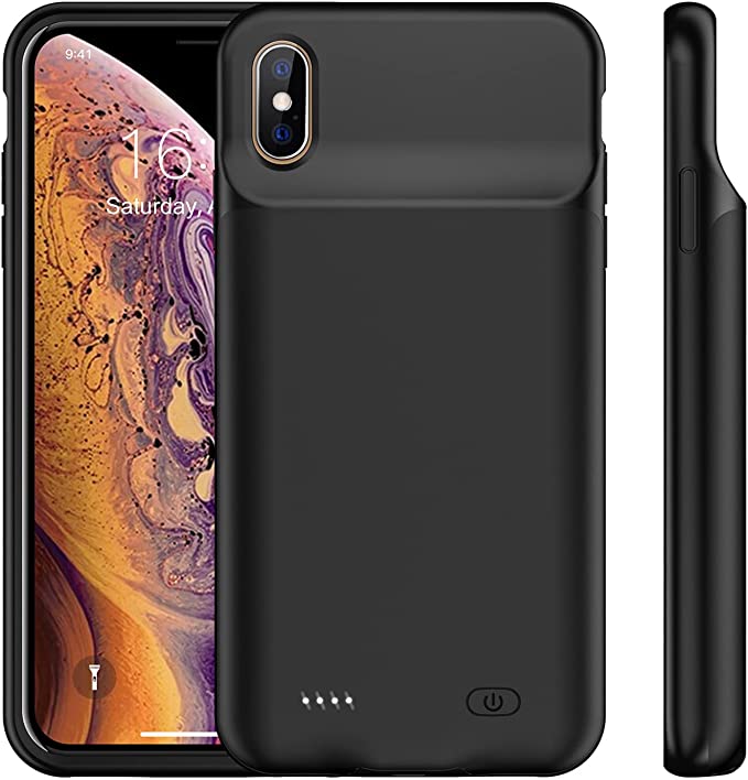 Battery Case for iPhone X/XS/10 (5.8 inch), Enhanced 7000mAh Protective Portable Charging Case Rechargeable Extended Battery Pack Compatible with iPhone XS/X/10 Charger Case -Black