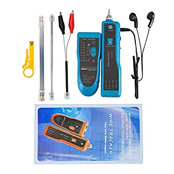 Cable Tester, JIGUOOR Wire Tracker Tester RJ45 RJ11 Network Cable Tester Telephone Phone Wire Tracker Toner Finder Ethernet LAN Line Finder Cat5 Cat6 with 2 Network Wire Stripper, Headphone, Toolkit