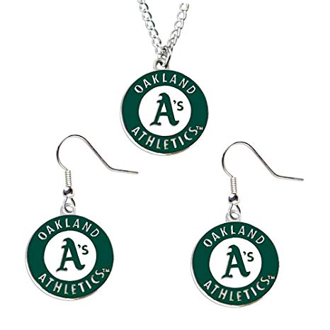 Oakland Athletics A's NCAA Necklace And Dangle Earring Set Charm