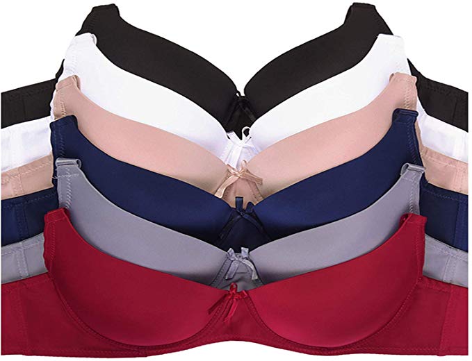 Mamia Women's Basic Lace/Plain Lace Bras (Pack of 6)- Various Styles