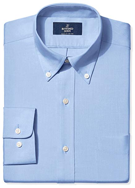 Amazon Brand - BUTTONED DOWN Men's Classic Fit Button-Collar Solid Pinpoint Dress Shirt, Supima Cotton Non-Iron