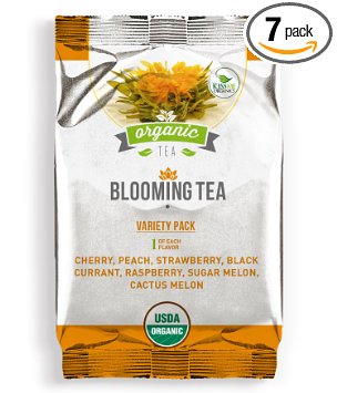 Blooming Tea - 7 Organic All Natural Flavors of Flowering Tea - Variety Pack - 7 Blooms (1 of each flavor)