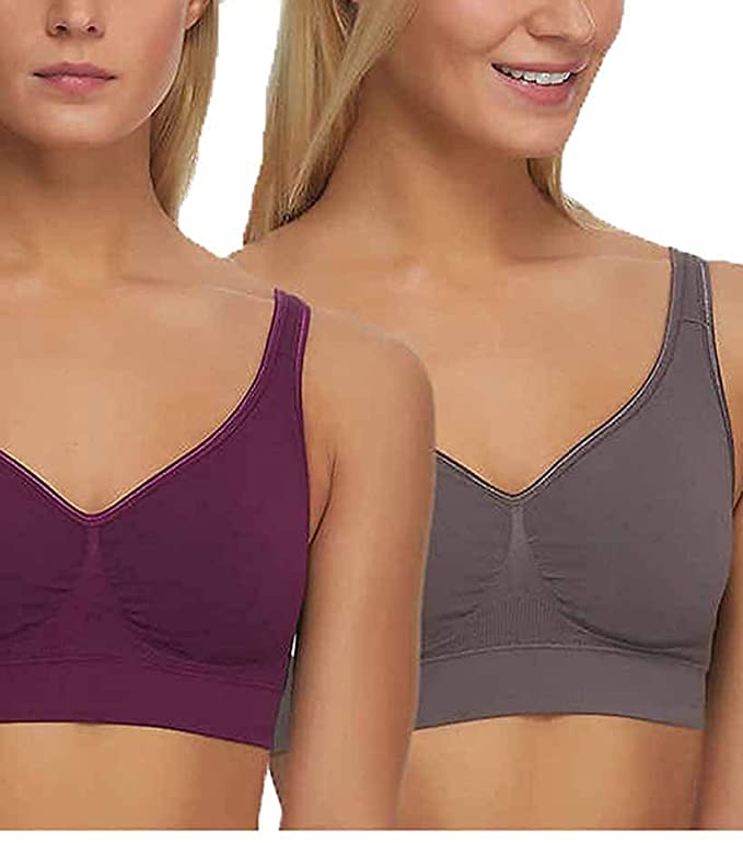 Wire Free Bra Breathable Seamless with Removable Pads Gloria Vanderbilt 2 Pack