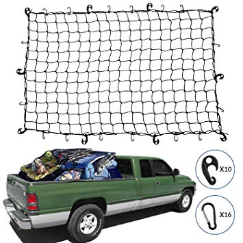 Kohree Cargo Net 4ft x6ft Super Duty Truck Bed Bungee Stretches Nets to 8ft x12ft for SUV Jeep Oversized Rooftop Cargo Rack & Small Trucks