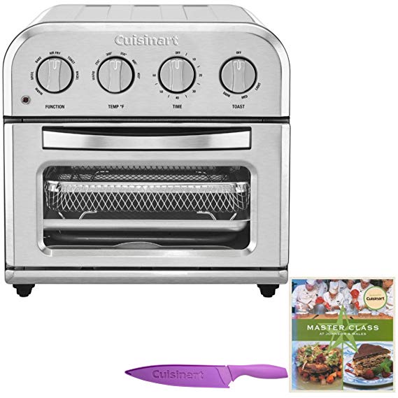 Cuisinart TOA-28 Compact AirFryer Toaster Oven Includes Knife and Cookbook Bundle (3 Items)