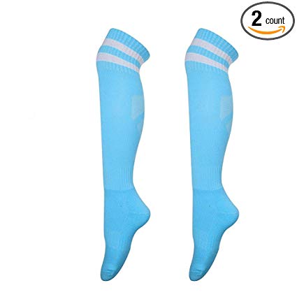 Luwint Adult Long Soccer Socks - Extra Cushion Thick Cotton Stripe Football Stocks for Men and Women (Available in 15 Colors)