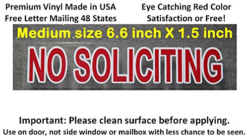 Premium and Pretty variety 2 Pack, Removable Glue   Static Cling! Best reviewed NO SOLICITING sign sticker, transparent with red color like a stop sign to keep solicitors away!