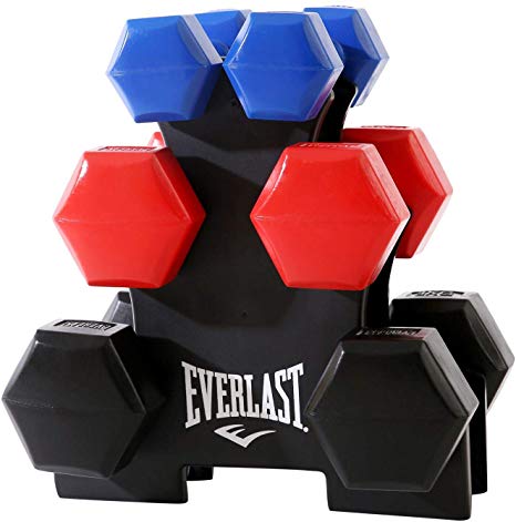 Everlast Unisex 12Kg Dumbbell Set Large Dumbells Workout Multi 12KG SET