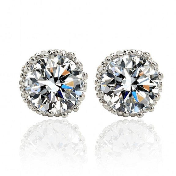 New Luxurious Round Studs Austrilian Crystal 18k White Gold Plated Earring