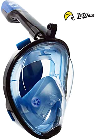 LeWave Snorkel Mask Full Face – Snorkeling Set Anti-Fog & Anti-Leak Diving Mask – 180° Panoramic View, Camera Mount – Scuba with Underwater Valve Lock – for Kids, Youth & Adults, Men & Women