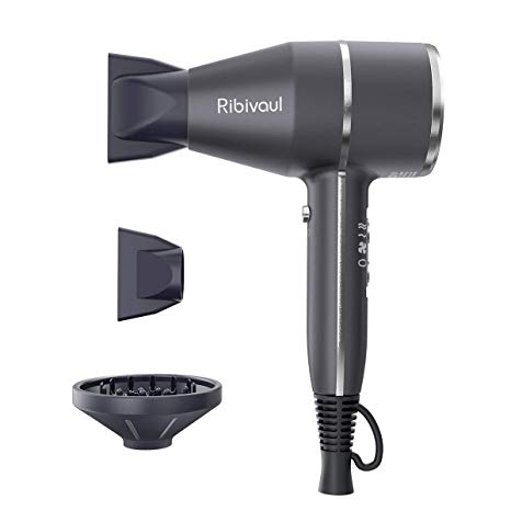 【YOUR FIRST REAL IONIC SYSTEM HAIR CARE DRYER】Ribivaul 1875W Compact & Lightweight Hair Dryer ,Pro Ion quiet Hairdryer with 2 Speed 3 Heat Settings Cool Button,Negative Ionic Dryer,Travel Hair Dryer