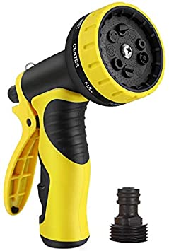 VASLON Garden Hose Nozzle Sprayer Gun, Leak Proof Hand Sprayer, High Pressure Pistol Grip Sprayer in 9 Spraying Modes(Yellow)