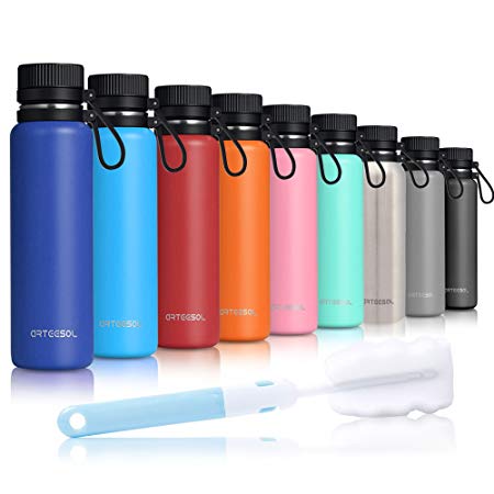 arteesol Stainless Steel Water Bottle 17/25/34oz Vacuum Insulated Leakproof Double-Walled Wide Mouth Design Eco Friendly & BPA Free Outdoor Sports Gym