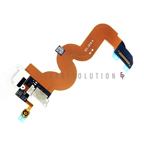 ePartSolution-iPod Touch 5th Gen White Charger Port Dock Connector Flex Cable USB Port Charging port With Audio Jack Flex Repair Part USA Seller