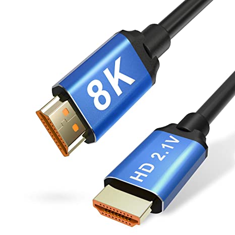 8K HDMI Cable 6ft HDMI 2.1 Cable Real 8K, High Speed 48Gbps 8K(7680x4320)@60Hz, 4K@120Hz, HDCP 2.2, 4:4:4 HDR, 3D, eARC Compatible with Apple TV, Samsung QLED TV Dolby Vision, Dolby Atmos, eARC, VRR