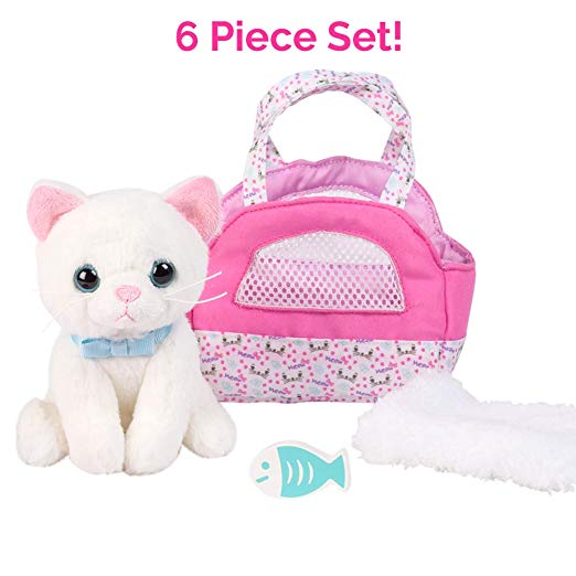 Adora Amazing Pets “Luna the White Kitty” – 18” Doll Accessory with Cat, Cat Carrier, Bed, Collar, Wooden Bowl and Fish (Amazon Exclusive)