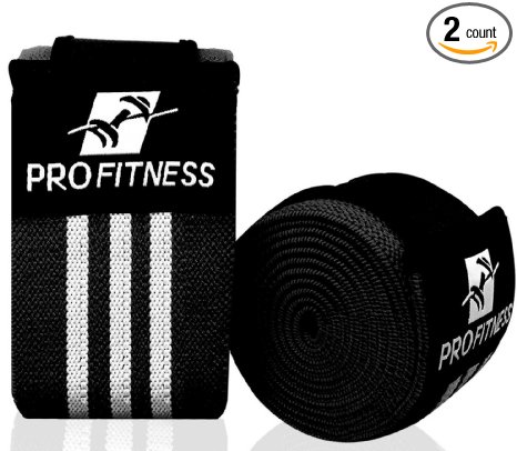 ProFitness Weightlifting Knee Wraps (Pair) – Adjustable Compression Sleeves for CrossFit Training, Squats, Powerlifting, Weightlifting – Improved Gym Workout Strength & Stability – Unisex