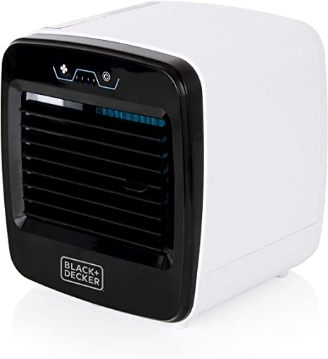 BLACK DECKER BXAC65004GB Portable USB Mini Air Cooler, Humidifier, Air Purifier and Cooling Fan, 3 Speed Settings and 600 ML Water Tank, Soft Touch Controls, 6 W, Black