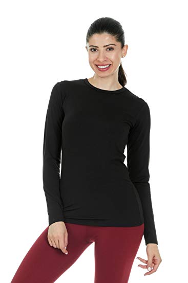 Thermajane Womens Ultra Soft Thermal Underwear Shirt – Compression Baselayer Crew Neck Top