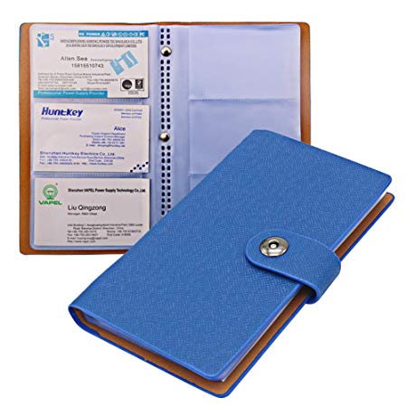 Tenn Well Business Card Holder Book with Magnetic Closure for Organizing Business Cards (Blue)