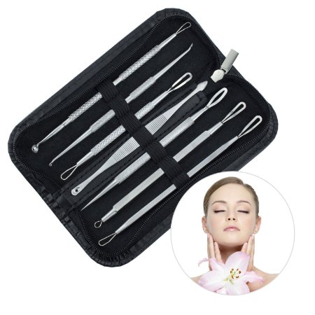 Mabox Blackhead Remover Pimple Acne Extractor Tool Best Comedone Removal Kit - Treatment for Blemish, Whitehead Popping, Zit Removing - 100% Hygienic for Risk Free Nose Face Skin with Case