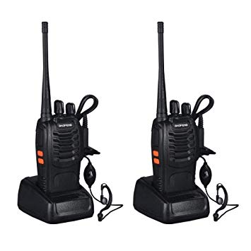 Baofeng Walkie Talkies Rechargable Long Range Walkie Talkie for Adults Two Way Radio Set 16 Channel 5 km Range 400-470MHz Handheld Walky Talky Transceiver with Batteries Earpiece (Pack of 2)