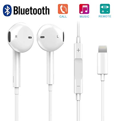 OfsPower Bluetooth Headphone with Microphone and Volume Control, Noise Cancelling Earphone for 8-Pin Connector Earbuds