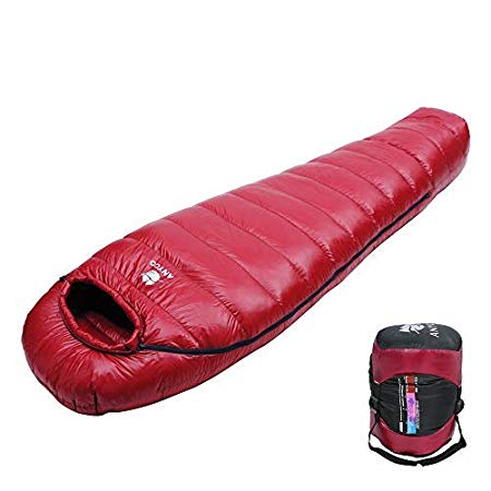 Anyoo Mummy Goose Down Sleeping Bag Ultralight Portable 3 Season for Backpacking Hiking Camping Indoor & Outdoor Use for Adult