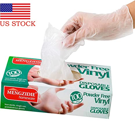 US Stock Disposable Clear Gloves, 100 pcs Gloves Latex Free, Home Kitchen and Food Safe Disposable Gloves Transparent X-Large
