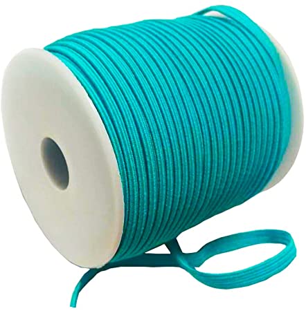 Sky Blue 50-Yards Length 1/4" Width Braided Elastic Cord Flat Elastic Band, Braided Stretch Strap Cord Roll for Sewing and Crafting