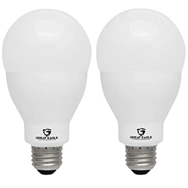 Great Eagle LED 23W Light Bulb (Replaces 150W – 200W) A21 Size with 2600 Lumens, Non-Dimmable, 4000K Cool White, UL Listed (2-Pack)