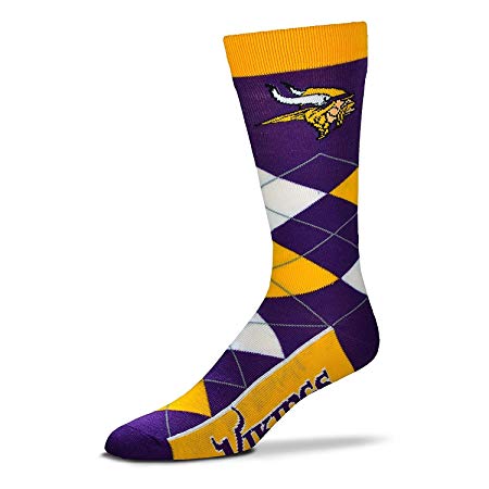 NFL Men's Minnesota Vikings Argyle Socks with Vikings At Bottom