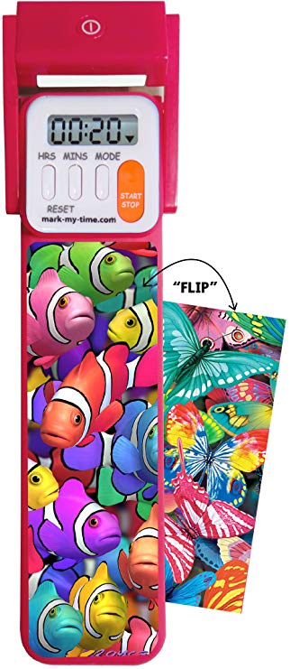 Mark-My-Time 3D “FLIP” Clownfish/Butterfly Digital LED Booklight Reading Timer and Bookmark