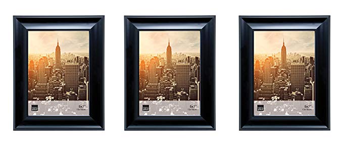 Kiera Grace Reagan Picture Frame, 5 by 7 Inch, Black, Set of 3