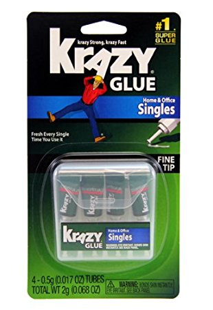 Krazy Glue KG82048SN Instant Crazy Glue Home & Office 4-Single Use Tubes of 0.017-Ounce
