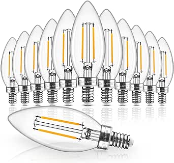 Hizashi E12 Candelabra Bulb 60 watt Equivalent, Dimmable Chandelier Light Bulbs Soft White 2700K, Candelabra Light Bulbs, B11 LED Candle Bulb, 90 CRI, 6W 550LM, UL Listed, 12 Pack