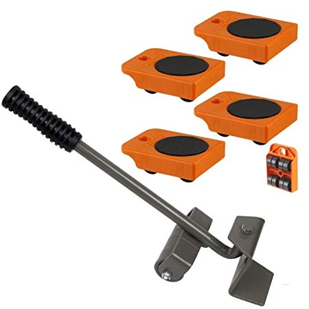 Furniture Lifter with 4pc Mover Rollers, Move Heavy Furniture Easily - Furniture & Appliances Roll with Ease 4" x 3"