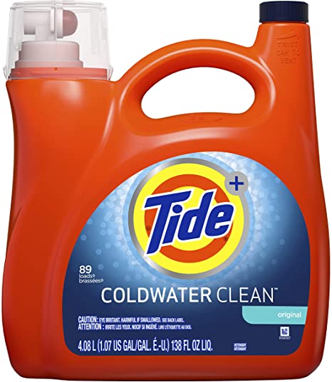 Tide HE Coldwater Turbo Clean Liquid Laundry Detergent, Original, 89 Loads, 138 Oz