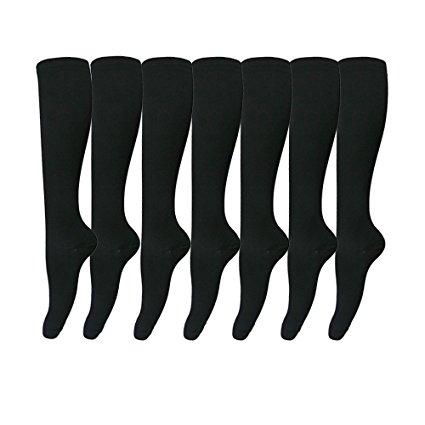 7 Pairs of Knee High Compression Socks For Men & Women- BEST Graduated Athletic Fit For Running, Athletic, Medical, Pregnancy and Travel
