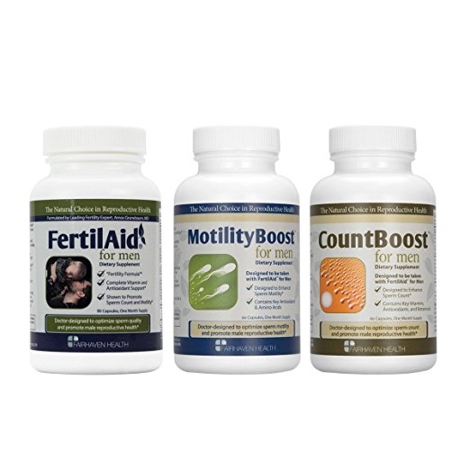 FertilAid for Men, MotilityBoost, Countboost Bundle ( 1 Month Supply)