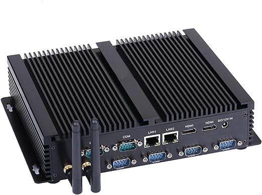 HUNSN Fanless Industrial PC, Mini Computer, Intel Core I5 4200U 4258U, Windows 11 or Linux Ubuntu, IM04, WiFi, BT, 2 x HDMI, 2 x LAN, 6 x COM RS232, 4 x USB3.0, 4 x USB2.0, 8G RAM, 256G SSD, 1TB HDD