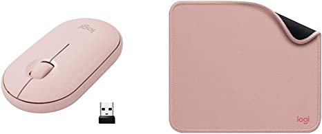 Logitech Pebble M350 Wireless Mouse - Pink Rose   Logitech Mouse Pad Studio Series - Darker Rose