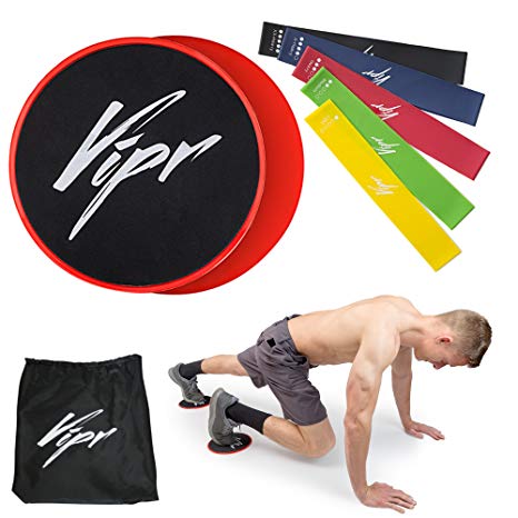 Core Sliders & 5 Resistance Loops Bands | Gliding Discs & Exercise Band Set for Intense Exercises | Professional Beachbody 80 Day Obsession Equipment for Home & Gym | Build Strength & Flexibility